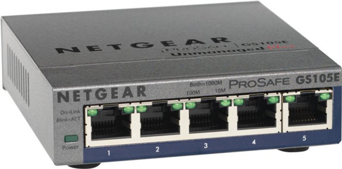 Currys Business | Netgear NETGEAR Plus GS105Ev2 - switch - 5 ports - unmanaged Netgear NETGEAR Plus GS105Ev2 - switch - 5 ports - unmanaged