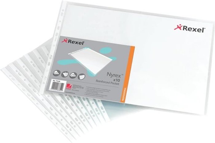 Currys Business | Rexel Rexel Nyrex Top Opening Pockets Oblong A3 (Pack of 10) 11440 Rexel Rexel Nyrex Top Opening Pockets Oblong A3 (Pack of 10) 11440