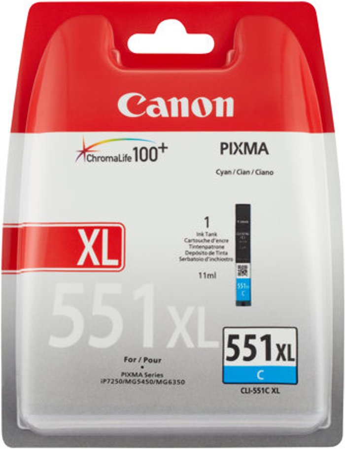 Currys Business | Canon Canon CLI-551C XL High Yield Inkjet Cartridge Cyan 6444B001 Canon Canon CLI-551C XL High Yield Inkjet Cartridge Cyan 6444B001