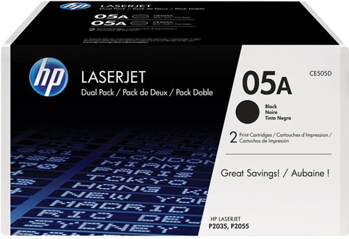 Currys Business | HP HP 05A - 2-pack - black - original - LaserJet - toner cartridge (CE505D) HP HP 05A - 2-pack - black - original - LaserJet - toner cartridge (CE505D)
