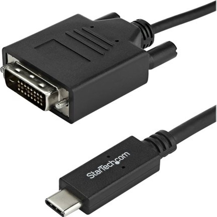 Currys Business | Startech StarTech.com 3.3 ft / 1 m USB-C to DVI Cable - USB Type-C Video Adapter Cable - 1920 x 1200 - Black (CDP2DVIMM1MB) - USB / DVI cable - 24 pin USB-C to DVI-D - 1 Startech StarTech.com 3.3 ft / 1 m USB-C to DVI Cable - USB Type-C Video Adapter Cable - 1920 x 1200 - Black (CDP2DVIMM1MB) - USB / DVI cable - 24 pin USB-C to DVI-D - 1