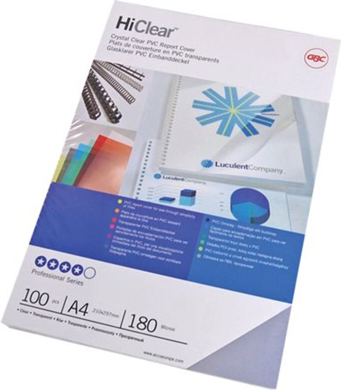 Currys Business | GBC GBC HiClear A4 Binding Cover 150 Micron Super Clear (Pack of 50) 41601E GBC GBC HiClear A4 Binding Cover 150 Micron Super Clear (Pack of 50) 41601E