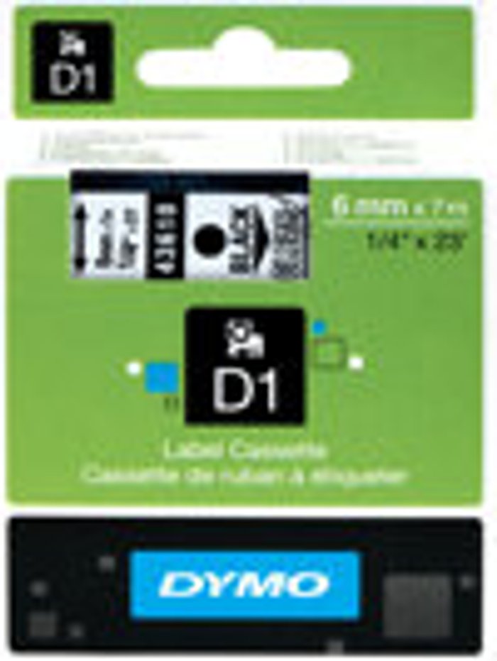 Currys Business | Dymo Dymo 43610 D1 LabelManager Tape 6mm x 7m Black on Clear S0720770 Dymo Dymo 43610 D1 LabelManager Tape 6mm x 7m Black on Clear S0720770