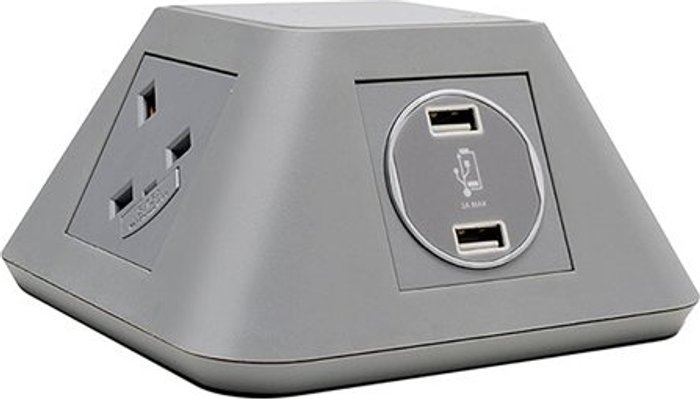 Office Monster | Inca Inca on-surface power module 2 x UK sockets, 2 x twin USB fast charge - grey Inca Inca on-surface power module 2 x UK sockets, 2 x twin USB fast charge - grey