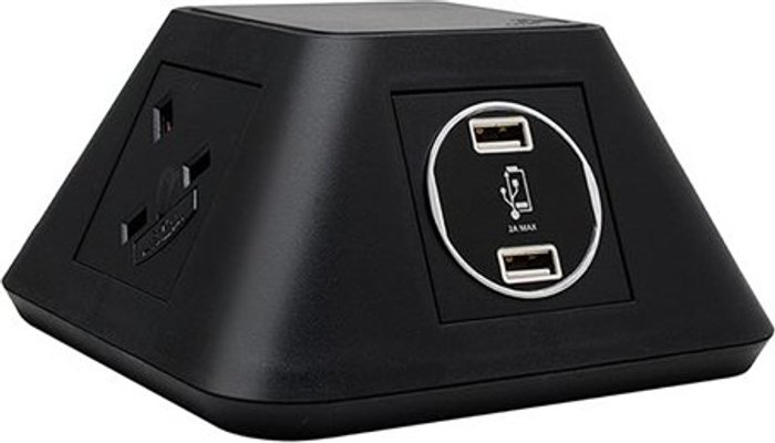Office Monster | Inca Inca on-surface power module 2 x UK sockets, 2 x twin USB fast charge - black Inca Inca on-surface power module 2 x UK sockets, 2 x twin USB fast charge - black