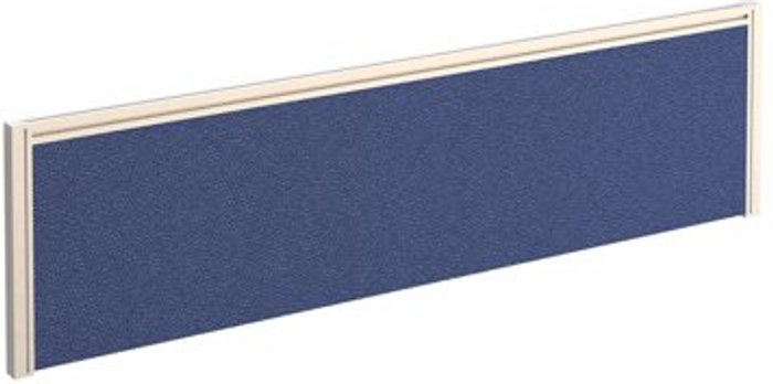 Office Monster | Dams Straight fabric desktop screen 1400mm x 380mm - blue fabric with white aluminium frame Dams Straight fabric desktop screen 1400mm x 380mm - blue fabric with white aluminium frame