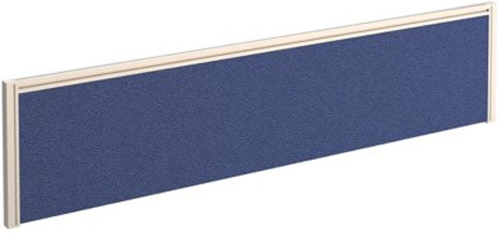 Office Monster | Dams Straight fabric desktop screen 1600mm x 380mm - blue fabric with white aluminium frame Dams Straight fabric desktop screen 1600mm x 380mm - blue fabric with white aluminium frame
