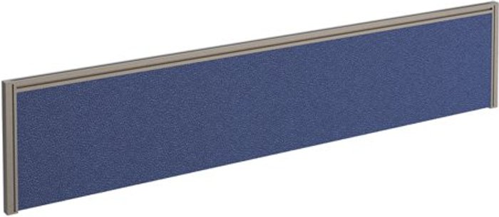 Office Monster | Dams Straight fabric desktop screen 1800mm x 380mm - blue fabric with silver aluminium frame Dams Straight fabric desktop screen 1800mm x 380mm - blue fabric with silver aluminium frame