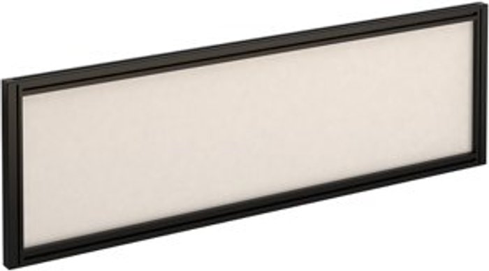 Office Monster | Dams Straight glazed desktop screen 1200mm x 380mm - polar white with black aluminium frame Dams Straight glazed desktop screen 1200mm x 380mm - polar white with black aluminium frame