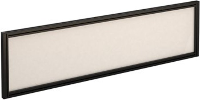 Office Monster | Dams Straight glazed desktop screen 1400mm x 380mm - polar white with black aluminium frame Dams Straight glazed desktop screen 1400mm x 380mm - polar white with black aluminium frame