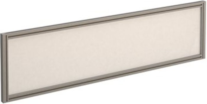 Office Monster | Dams Straight glazed desktop screen 1400mm x 380mm - polar white with silver aluminium frame Dams Straight glazed desktop screen 1400mm x 380mm - polar white with silver aluminium frame