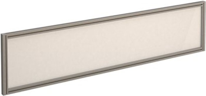 Office Monster | Dams Straight glazed desktop screen 1600mm x 380mm - polar white with silver aluminium frame Dams Straight glazed desktop screen 1600mm x 380mm - polar white with silver aluminium frame