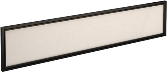 Office Monster | Dams Straight glazed desktop screen 1800mm x 380mm - polar white with black aluminium frame Dams Straight glazed desktop screen 1800mm x 380mm - polar white with black aluminium frame