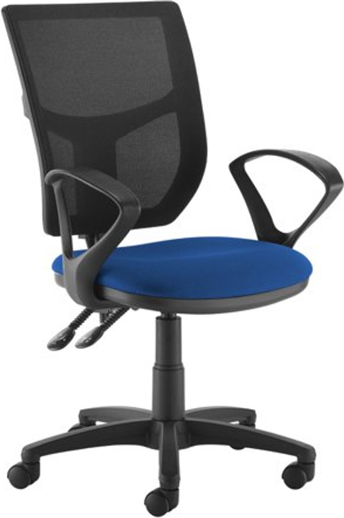 Office Monster | Altino Altino mesh back PCB operator chair with fixed arms - blue Altino Altino mesh back PCB operator chair with fixed arms - blue