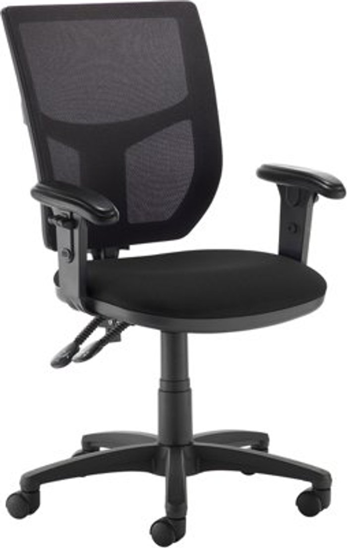 Office Monster | Altino Altino mesh back PCB operator chair with adjustable arms - black Altino Altino mesh back PCB operator chair with adjustable arms - black