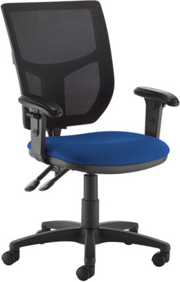 Office Monster | Altino Altino mesh back PCB operator chair with adjustable arms - blue Altino Altino mesh back PCB operator chair with adjustable arms - blue