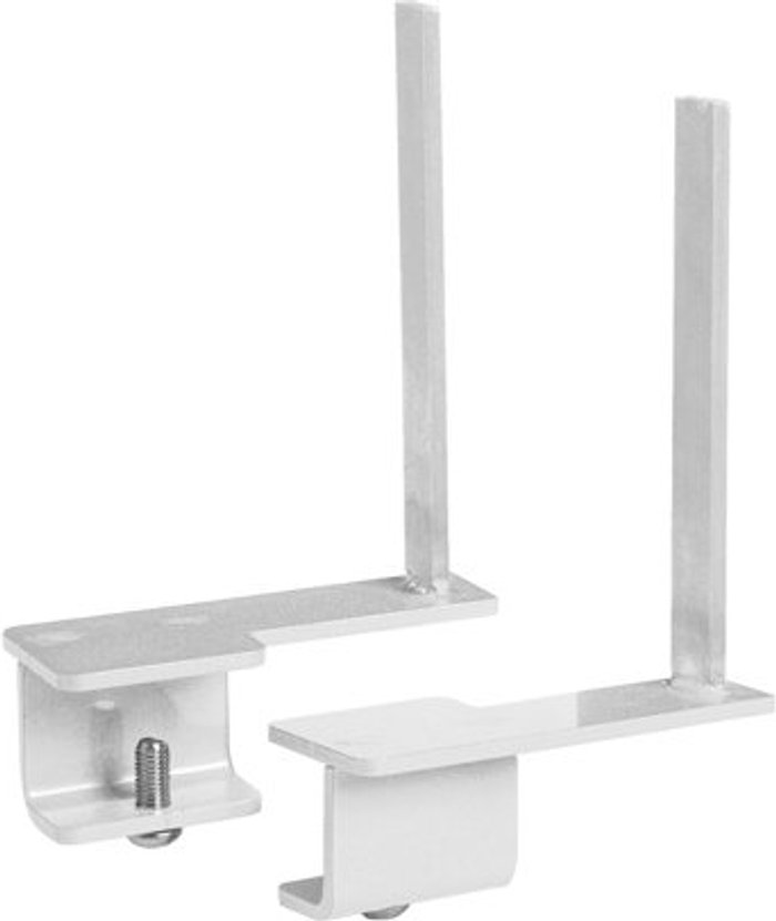 Office Monster | Dams Aluminium framed screen brackets (pair) to fit on back of desk - white Dams Aluminium framed screen brackets (pair) to fit on back of desk - white