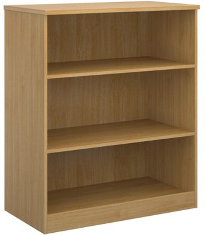 Office Monster | Deluxe Deluxe bookcase 1200mm high with 2 shelves - oak Deluxe Deluxe bookcase 1200mm high with 2 shelves - oak