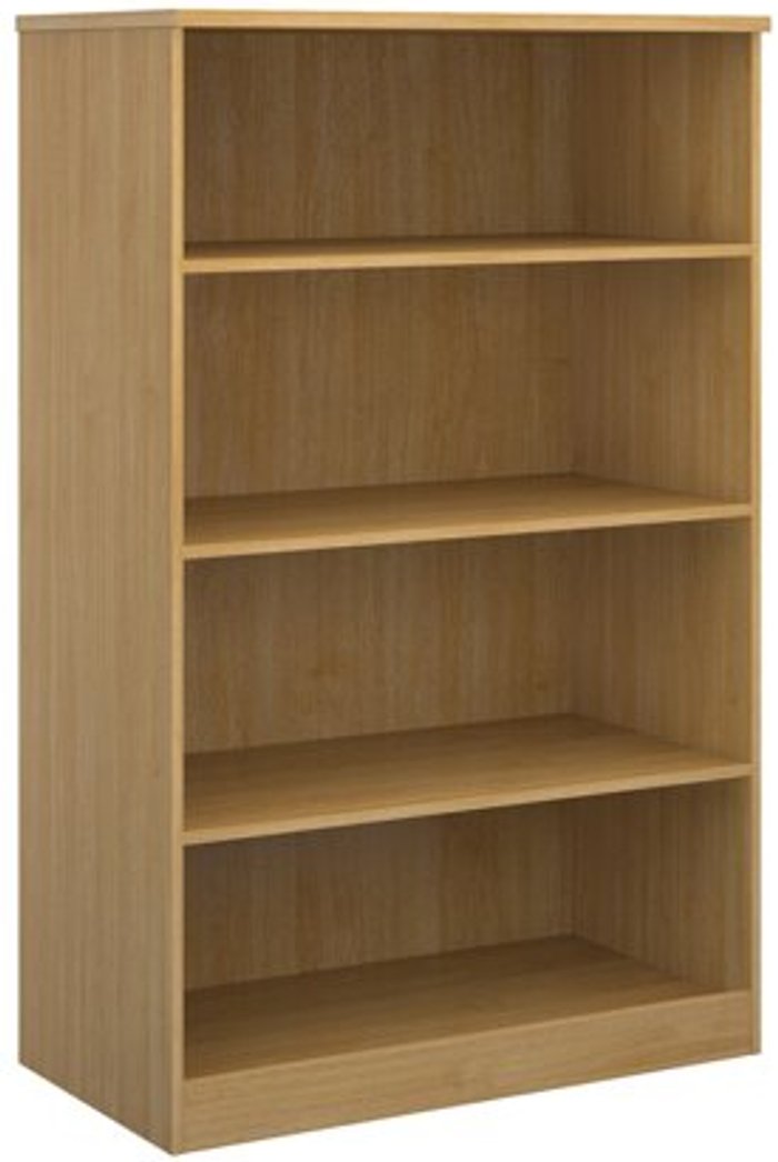 Office Monster | Deluxe Deluxe bookcase 1600mm high with 3 shelves - oak Deluxe Deluxe bookcase 1600mm high with 3 shelves - oak