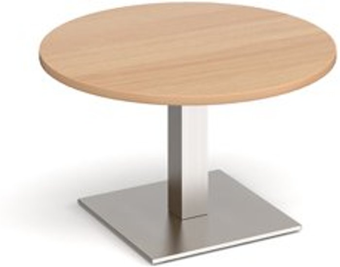 Office Monster | Brescia Brescia circular coffee table with flat square brushed steel base 800mm - beech Brescia Brescia circular coffee table with flat square brushed steel base 800mm - beech