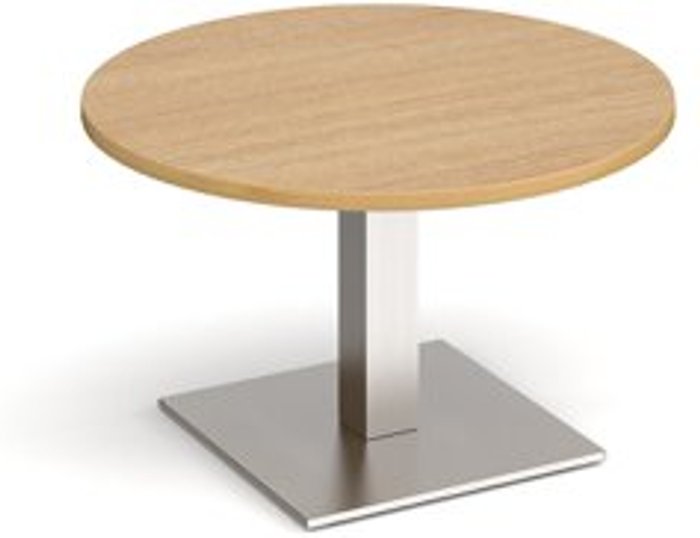 Office Monster | Brescia Brescia circular coffee table with flat square brushed steel base 800mm - oak Brescia Brescia circular coffee table with flat square brushed steel base 800mm - oak