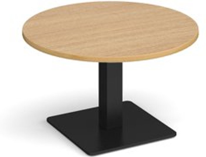Office Monster | Brescia Brescia circular coffee table with flat square black base 800mm - oak Brescia Brescia circular coffee table with flat square black base 800mm - oak