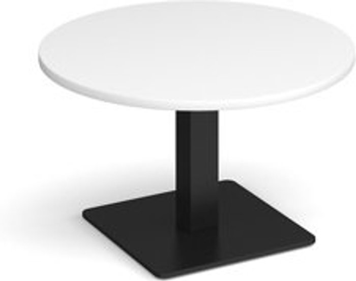 Office Monster | Brescia Brescia circular coffee table with flat square black base 800mm - white Brescia Brescia circular coffee table with flat square black base 800mm - white