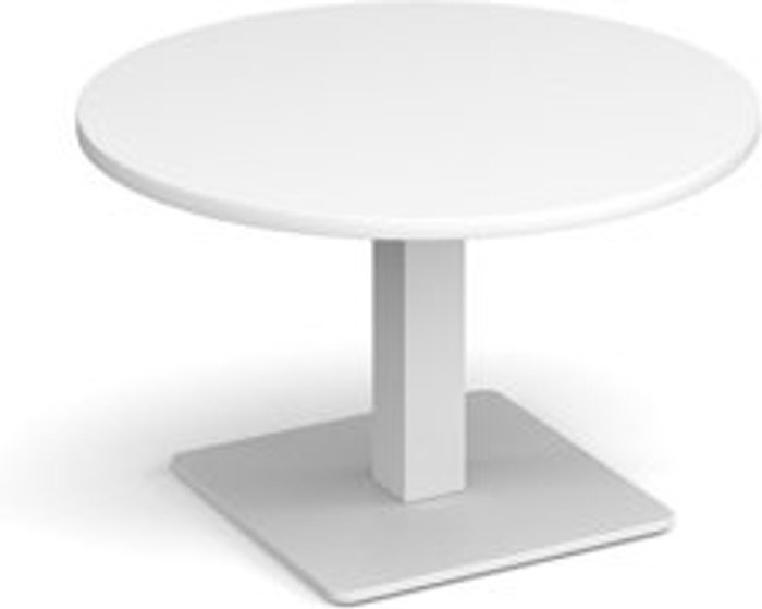 Office Monster | Brescia Brescia circular coffee table with flat square white base 800mm - white Brescia Brescia circular coffee table with flat square white base 800mm - white