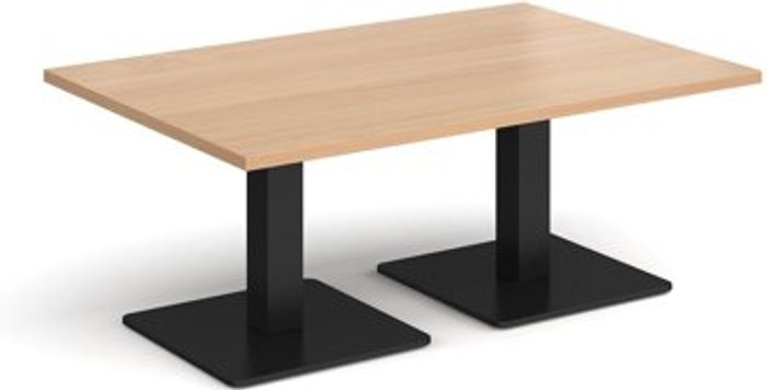 Office Monster | Brescia Brescia rectangular coffee table with flat square black bases 1200mm x 800mm - beech Brescia Brescia rectangular coffee table with flat square black bases 1200mm x 800mm - beech