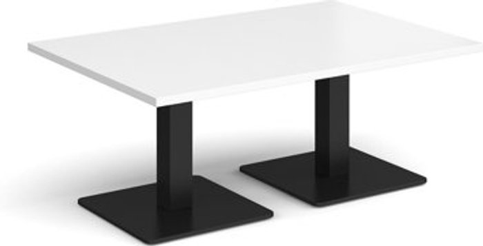 Office Monster | Brescia Brescia rectangular coffee table with flat square black bases 1200mm x 800mm - white Brescia Brescia rectangular coffee table with flat square black bases 1200mm x 800mm - white