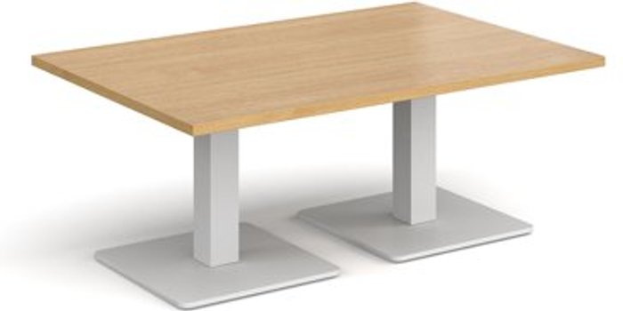 Office Monster | Brescia Brescia rectangular coffee table with flat square white bases 1200mm x 800mm - oak Brescia Brescia rectangular coffee table with flat square white bases 1200mm x 800mm - oak
