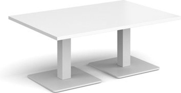 Office Monster | Brescia Brescia rectangular coffee table with flat square white bases 1200mm x 800mm - white Brescia Brescia rectangular coffee table with flat square white bases 1200mm x 800mm - white