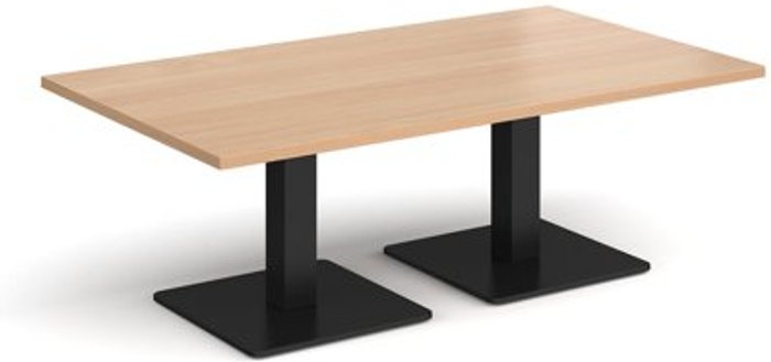 Office Monster | Brescia Brescia rectangular coffee table with flat square black bases 1400mm x 800mm - beech Brescia Brescia rectangular coffee table with flat square black bases 1400mm x 800mm - beech