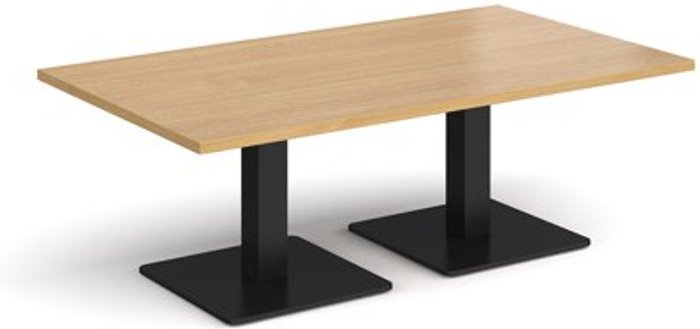 Office Monster | Brescia Brescia rectangular coffee table with flat square black bases 1400mm x 800mm - oak Brescia Brescia rectangular coffee table with flat square black bases 1400mm x 800mm - oak