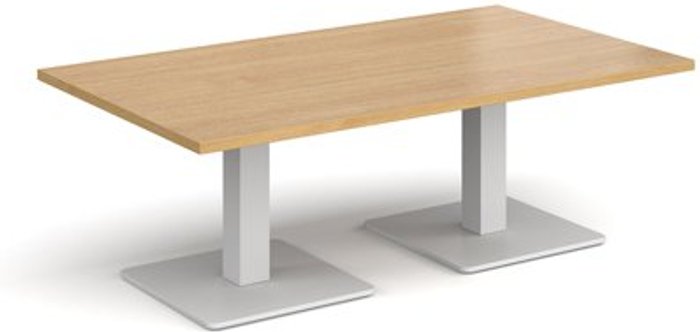 Office Monster | Brescia Brescia rectangular coffee table with flat square white bases 1400mm x 800mm - oak Brescia Brescia rectangular coffee table with flat square white bases 1400mm x 800mm - oak