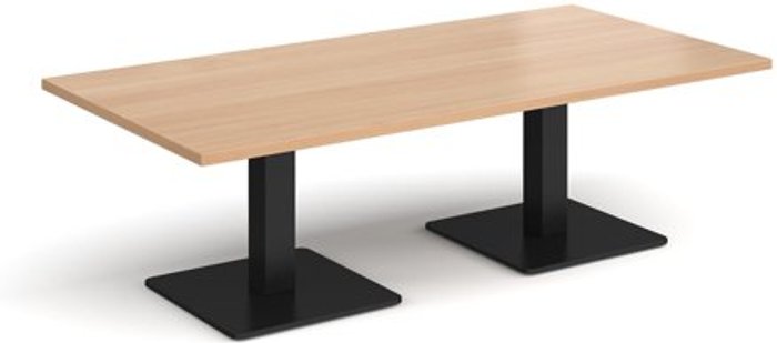 Office Monster | Brescia Brescia rectangular coffee table with flat square black bases 1600mm x 800mm - beech Brescia Brescia rectangular coffee table with flat square black bases 1600mm x 800mm - beech