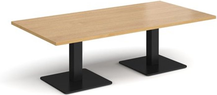 Office Monster | Brescia Brescia rectangular coffee table with flat square black bases 1600mm x 800mm - oak Brescia Brescia rectangular coffee table with flat square black bases 1600mm x 800mm - oak