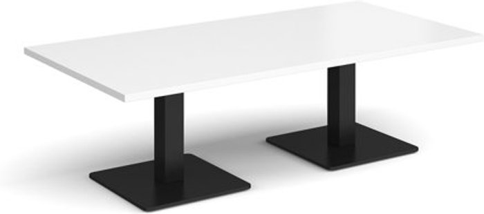 Office Monster | Brescia Brescia rectangular coffee table with flat square black bases 1600mm x 800mm - white Brescia Brescia rectangular coffee table with flat square black bases 1600mm x 800mm - white