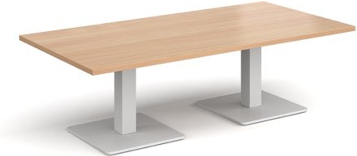 Office Monster | Brescia Brescia rectangular coffee table with flat square white bases 1600mm x 800mm - beech Brescia Brescia rectangular coffee table with flat square white bases 1600mm x 800mm - beech