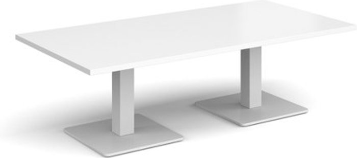 Office Monster | Brescia Brescia rectangular coffee table with flat square white bases 1600mm x 800mm - white Brescia Brescia rectangular coffee table with flat square white bases 1600mm x 800mm - white