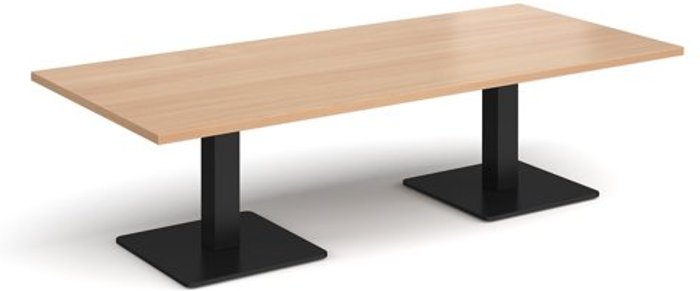 Office Monster | Brescia Brescia rectangular coffee table with flat square black bases 1800mm x 800mm - beech Brescia Brescia rectangular coffee table with flat square black bases 1800mm x 800mm - beech