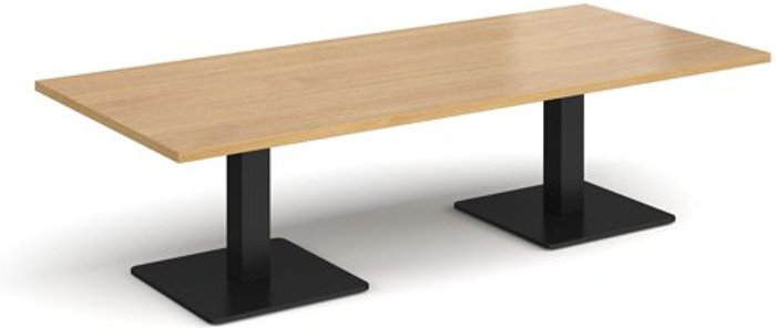 Office Monster | Brescia Brescia rectangular coffee table with flat square black bases 1800mm x 800mm - oak Brescia Brescia rectangular coffee table with flat square black bases 1800mm x 800mm - oak