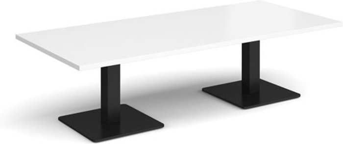 Office Monster | Brescia Brescia rectangular coffee table with flat square black bases 1800mm x 800mm - white Brescia Brescia rectangular coffee table with flat square black bases 1800mm x 800mm - white