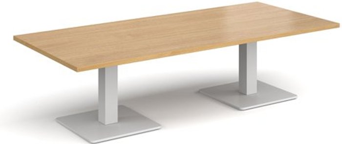 Office Monster | Brescia Brescia rectangular coffee table with flat square white bases 1800mm x 800mm - oak Brescia Brescia rectangular coffee table with flat square white bases 1800mm x 800mm - oak