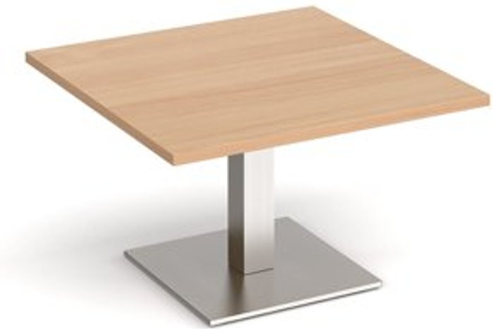 Office Monster | Brescia Brescia square coffee table with flat square brushed steel base 800mm - beech Brescia Brescia square coffee table with flat square brushed steel base 800mm - beech