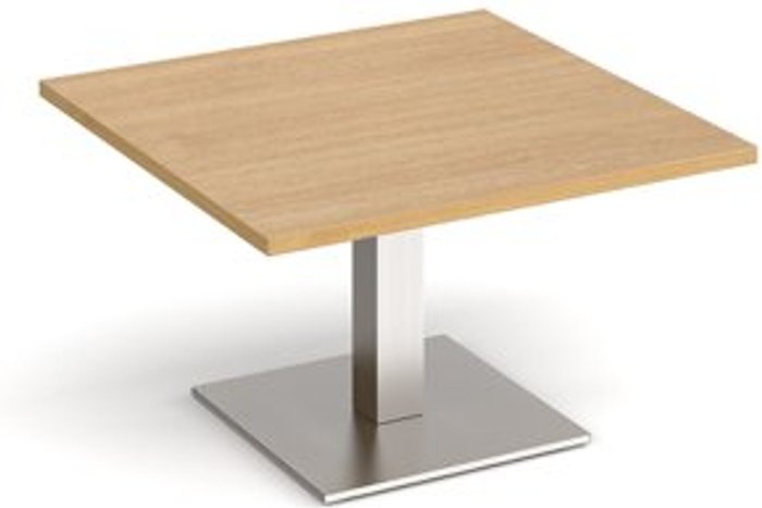 Office Monster | Brescia Brescia square coffee table with flat square brushed steel base 800mm - oak Brescia Brescia square coffee table with flat square brushed steel base 800mm - oak