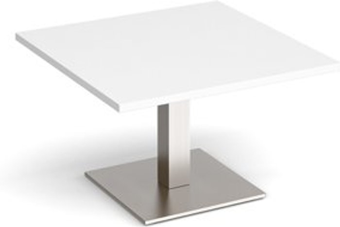 Office Monster | Brescia Brescia square coffee table with flat square brushed steel base 800mm - white Brescia Brescia square coffee table with flat square brushed steel base 800mm - white