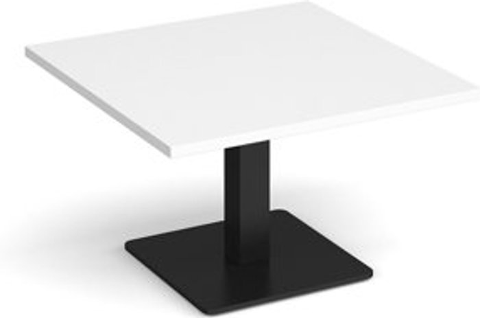 Office Monster | Brescia Brescia square coffee table with flat square black base 800mm - white Brescia Brescia square coffee table with flat square black base 800mm - white