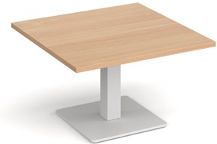 Office Monster | Brescia Brescia square coffee table with flat square white base 800mm - beech Brescia Brescia square coffee table with flat square white base 800mm - beech