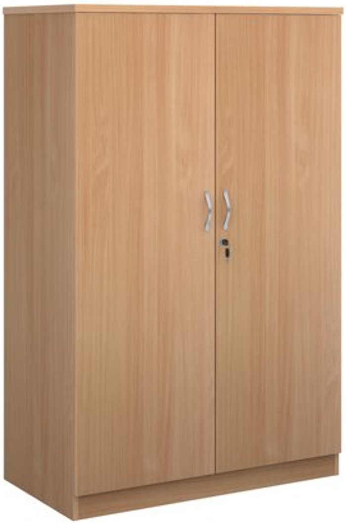 Office Monster | Deluxe Deluxe double door cupboard 1600mm high with 3 shelves - beech Deluxe Deluxe double door cupboard 1600mm high with 3 shelves - beech